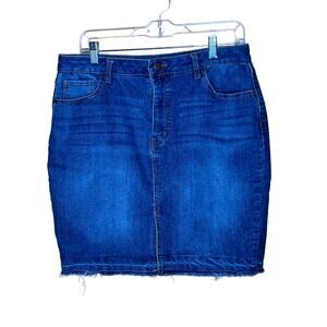 Faded Glory Frayed Hem Denim Skirt 12